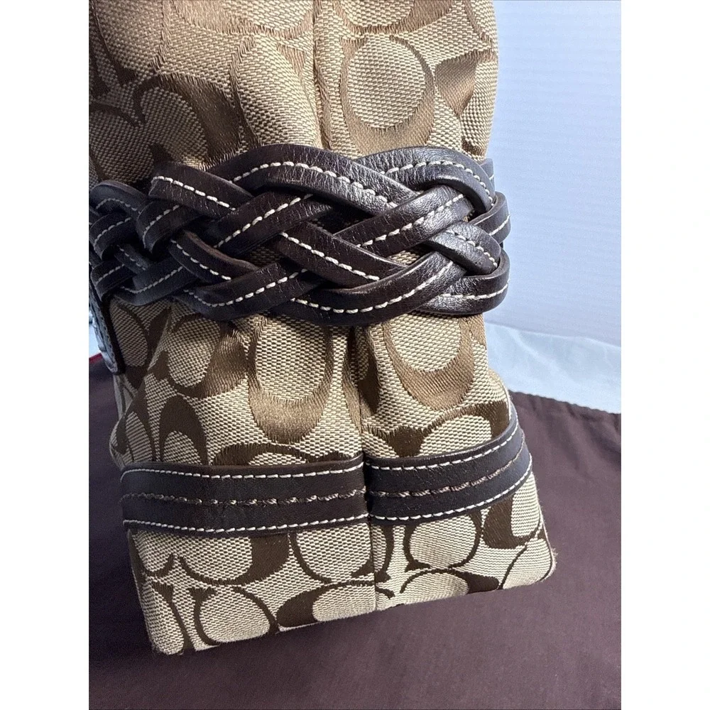 Vintage Y2K Coach Soho 5089 Signature Canvas Braided Leather Satchel Tote Brown